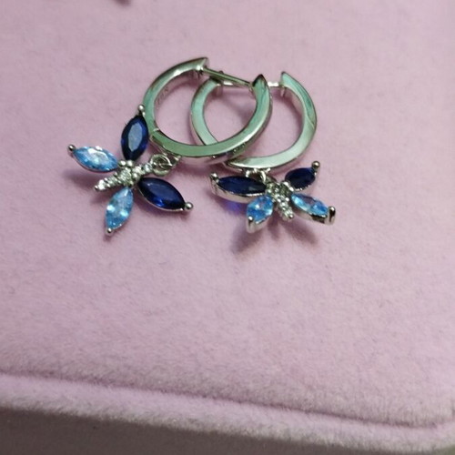 Silver earrings hoops with butterflies new