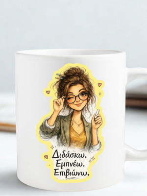 Humorous mug for teacher ceramic white 325ml new