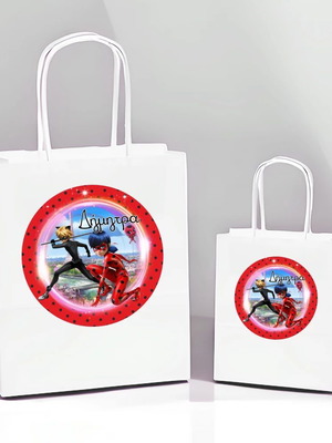 White Miraculous LadyBug Gift Bags new, pack of 10