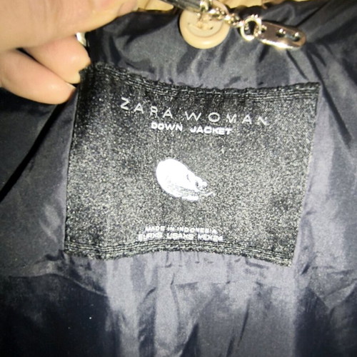 Zara down puffer jacket used, camel and gold colors