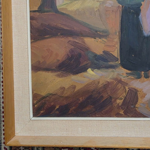 Panagis Gavrielatos oil painting like new, seaside village scene