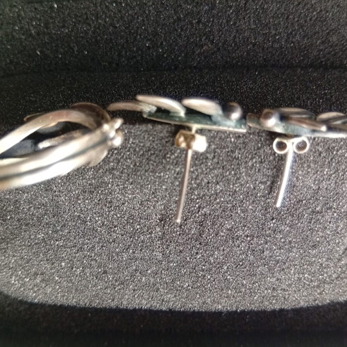 Silver ring and earrings set used