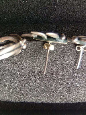 Silver ring and earrings set used