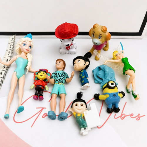 Mini Figures bundle like new, set of 9 with Paw Patrol, Frozen, Minions, Barbie Ken