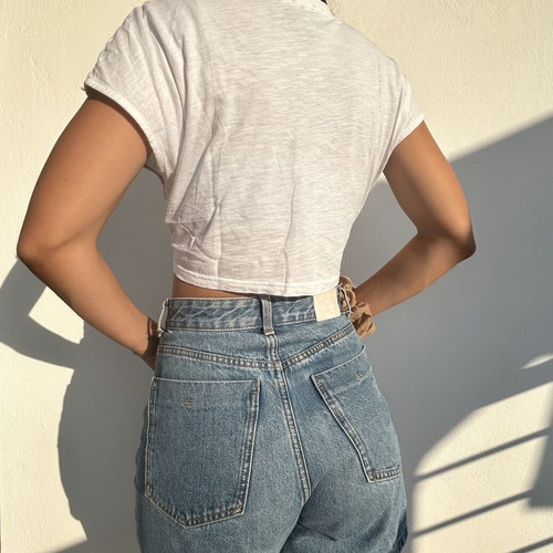 Paranoia crop top with tie, white, size S
