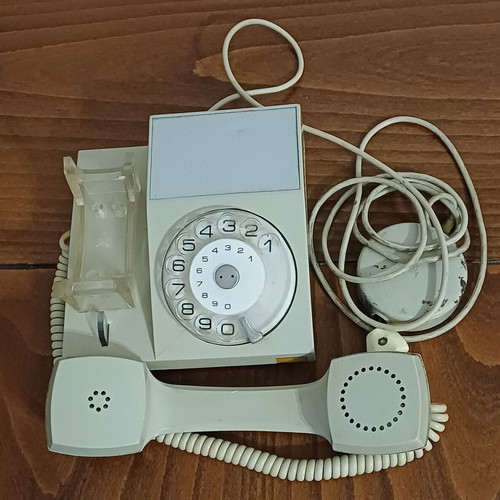 Retro analog home phone used, white, wired