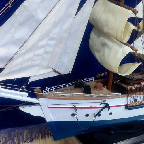 Decorative wooden sailing ship Cutty Sark replica used