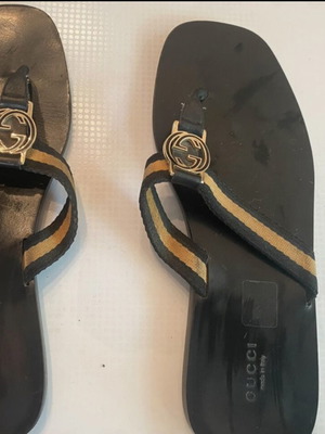 Gucci flip flops used, size 39, black and beige