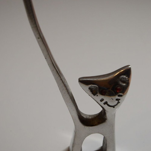 Metal decorative cat and mouse antiques set
