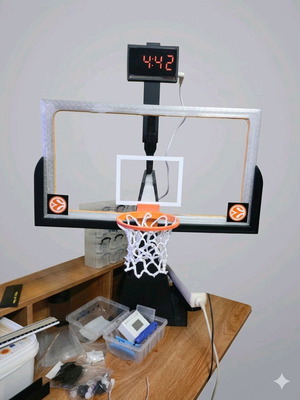3D Printed Basketball Hoop Scale 1:6 with LED Tape and Stickers made to order