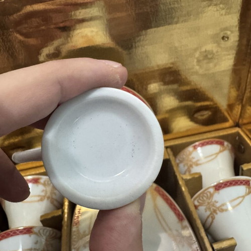 Jewel Platinum Coffee Set 12 Pieces Like New, White with Red and Gold