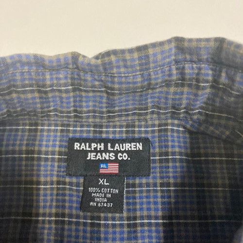 Ralph Lauren Polo Jeans Co. grey checked shirt XL vintage