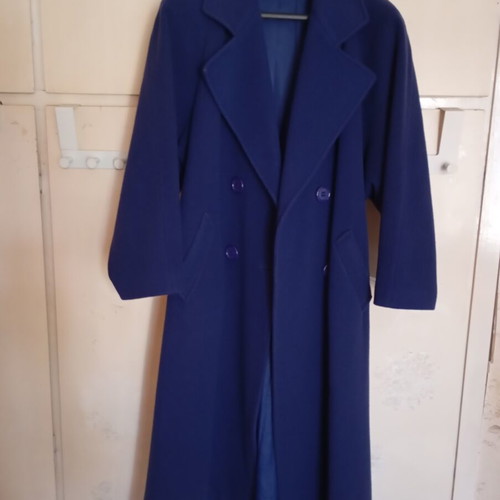 Vintage wool women's double-breasted coat blue royal size L/XL used