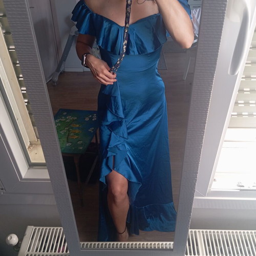 Shein satin evening dress, blue, size M