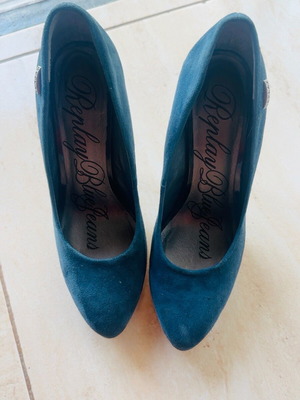 Replay Blue Jeans blue suede pumps with thin heel