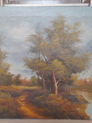 Painting used with artist signature on canvas without frame