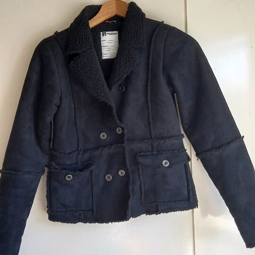 Orchestra girls' coat like new, black castor style with inner fur