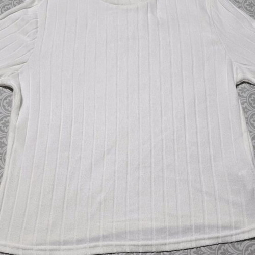 Rib white long-sleeve blouse new, size XL
