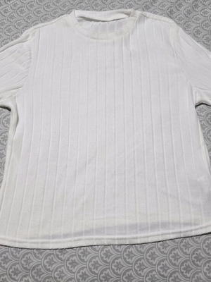Rib white long-sleeve blouse new, size XL