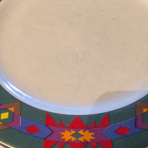 Big Sky Signature serving set with plates and cups, colorful design
