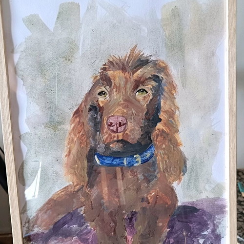 Cocker Spaniel art piece new, handmade with frame