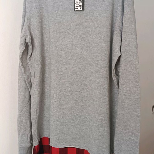 Urban Classics sweatshirt dress new, gray and red, size XL