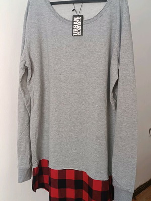 Urban Classics sweatshirt dress new, gray and red, size XL