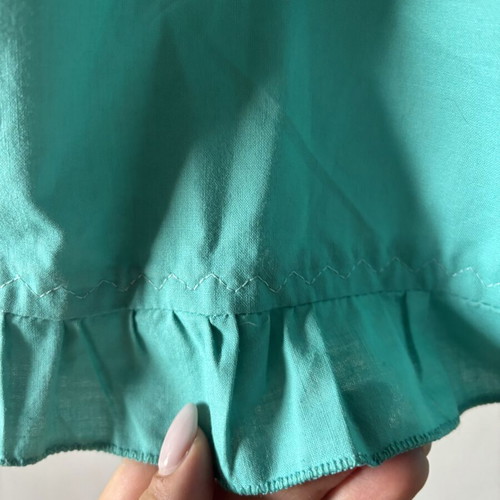Strapless dress turquoise used with smocked bust