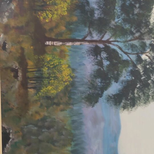 Signed painting used with embossed texture 104x53cm