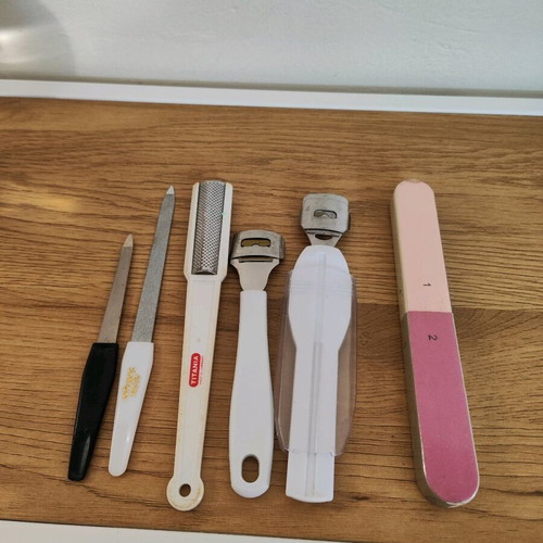 Manicure and pedicure set new with disposable slippers and accessories