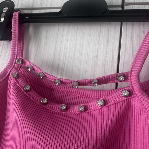 Pink girls' top with rhinestones used, size 5-6 years
