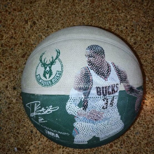 Giannis Antetokounmpo basketball used like new with photo and signature