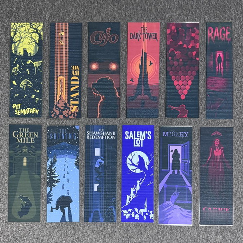 Stephen King bookmarks, set of 12, handmade laminated