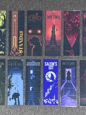 Stephen King bookmarks, set of 12, handmade laminated