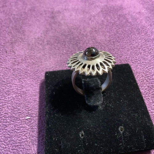 Silver ring with granite stone used with intricate design