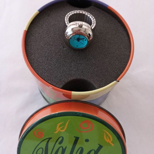 Vintage Valido Orologi Ring Watch turquoise silver, like new