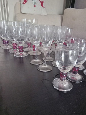 N24 glasses used, set of 45 for water, wine, champagne, liqueur
