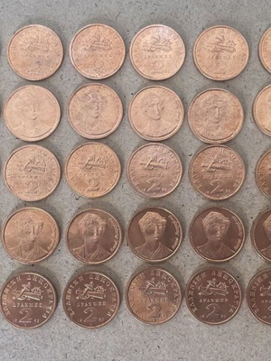 Greek 2 Drachma Coins 1992 Collection, like new, 50 pieces