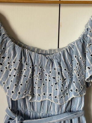 Ολόσωμο σορτς Zara μεταχειρισμένο, off shoulder, βαμβάκι και λινό