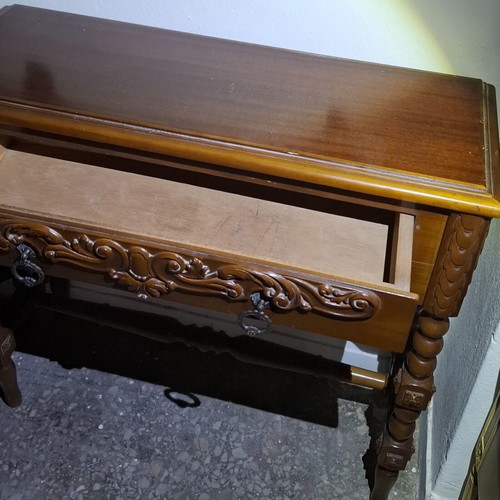 Wooden Louis XV Neobaroque Entry Console with Mirror used