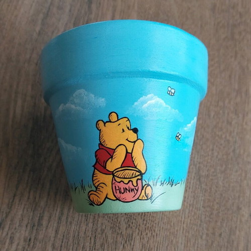 Hand-painted clay flowerpot new with acrylics