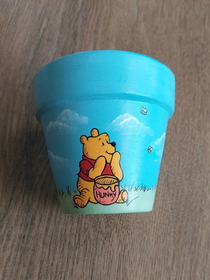 Hand-painted clay flowerpot new with acrylics