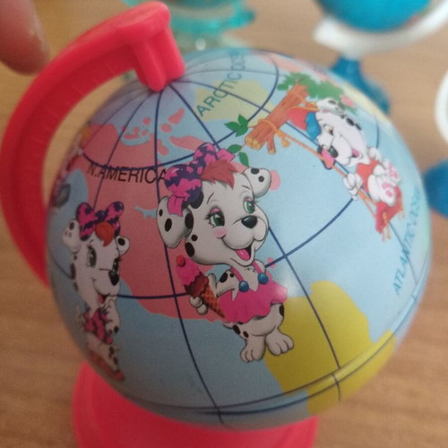 Globes used, set of 5 pieces for children's desk
