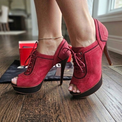 Schutz leather pumps red like new, heel height 12cm, size 38