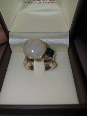 Silver 925 ring with white opal like new, wide 2.3 cm