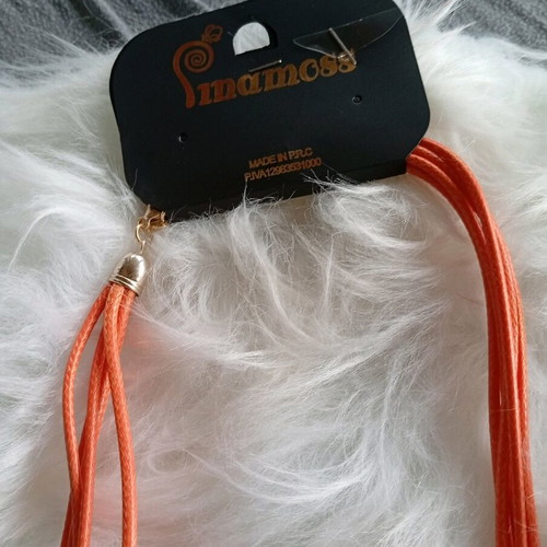 Starfish necklace new, orange with leather