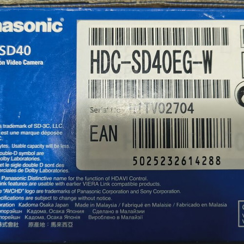 Panasonic HDC-SD40 videocamera like new, Full HD, 16.8x zoom