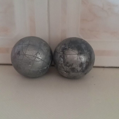 Petanque metal balls used, set of two
