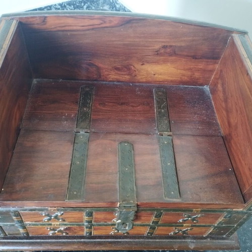 Handmade wooden chest with backrest and hidden storage vintage ethnic