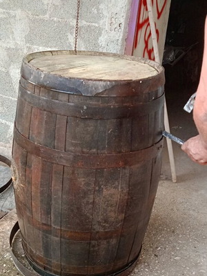 Decorative wine barrel refurbished